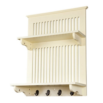 Aston Buttermilk / Cream Wooden Kitchen Plate Rack, Wall mounted Shelf ...