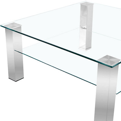 Aston Coffee Table Clear Glass Top Coffee Table for Living Room Centre Table Tea Table for Living Room Furniture Clear Glass