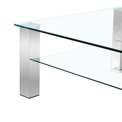 Aston Coffee Table Clear Glass Top Coffee Table for Living Room Centre Table Tea Table for Living Room Furniture Clear Glass
