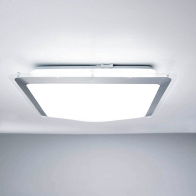 Aston Square 17W Ceiling Flush Light Integrated LED IP20 Opal Acrylic Diffuser Surface Mount Cool Daylight White Slimline 33cm