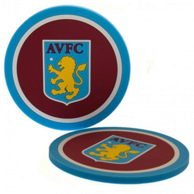 Aston Villa FC Coaster Set (Pack of 2) Claret Red/Sky Blue (One Size)