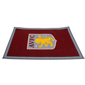 Aston Villa FC Crest Scatter Rug Claret Red/Light Blue/Yellow (One Size)