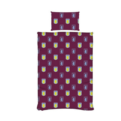 Aston Villa FC Pulse Reversible Duvet Cover Set Burgundy/Yellow/Light Blue (Single)
