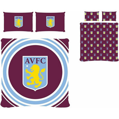 Aston Villa FC Pulse Reversible Duvet Cover Set Burgundy/Yellow/Light Blue (Single)