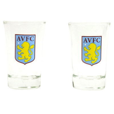 Aston Villa FC Shot Gl (Pack of 2) Burgundy/Yellow (One Size)