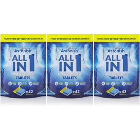 Astonish All in 1 Dishwasher Tablets Lemon 42 Tablets (Pack of 3)