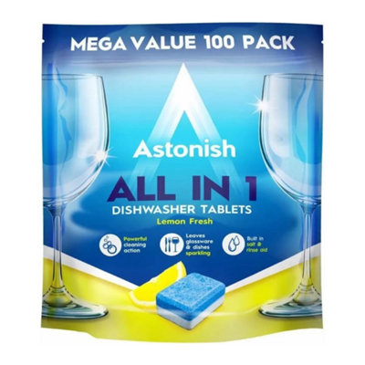 Astonish All in 1 Dishwasher Tablets Lemon Scent, 100 Tablets (Pack of 3)
