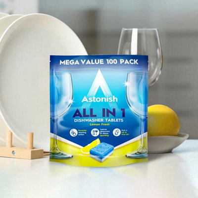 Astonish All in 1 Dishwasher Tablets Lemon Scent, 100 Tablets (Pack of 3)