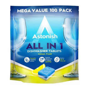 Astonish All in 1 Dishwasher Tablets Lemon Scent, 100 Tablets
