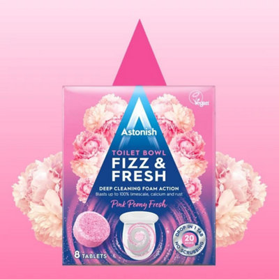 Astonish Toilet Bowl Fizz & Fresh Tabs Pink Peony Fresh, 8 Tablets (Pack of 12)