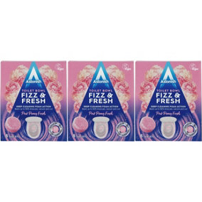 Astonish Toilet Bowl Fizz & Fresh Tabs Pink Peony Fresh, 8 Tablets (Pack of 3)