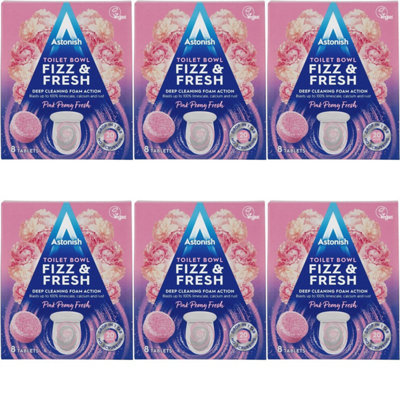 Astonish Toilet Bowl Fizz & Fresh Tabs Pink Peony Fresh, 8 Tablets (Pack of 6)