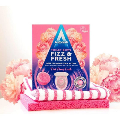 Astonish Toilet Bowl Fizz & Fresh Tabs Pink Peony Fresh, 8 Tablets