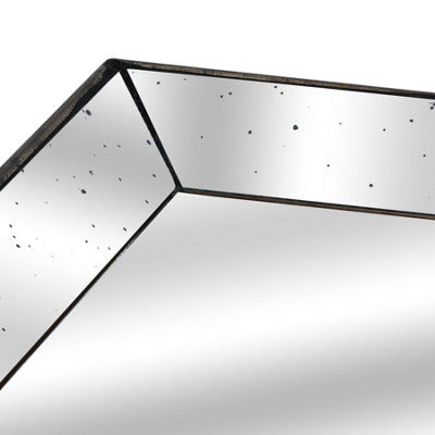 Astor Distressed Mirrored Square Tray W/Wooden Detailing Lge - Glass/Wood - L50 x W50 x H5 cm - Gold