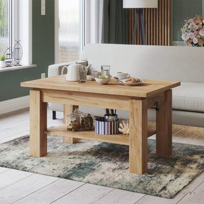 Astoria 2 in 1 Extending Coffee Dining Table 110 150cm Golden Craft Oak