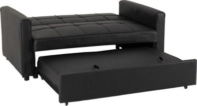 Astoria Sofa Bed in Black Faux Leather Contemporary and minimalist