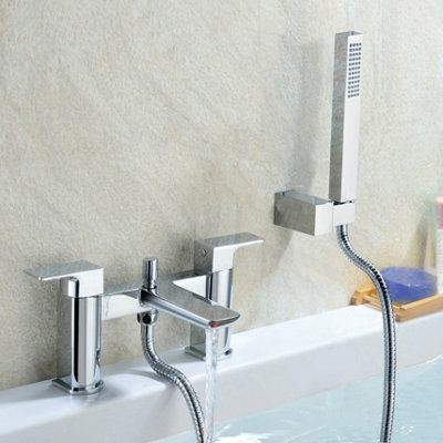 Astra Modern Bridge Deck Mounted Bath Shower Mixer Tap | DIY at B&Q