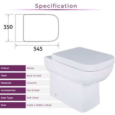 Astral Back to Wall Toilet with Soft Close Toilet Seat & Anti-Bacterial Glaze - 7