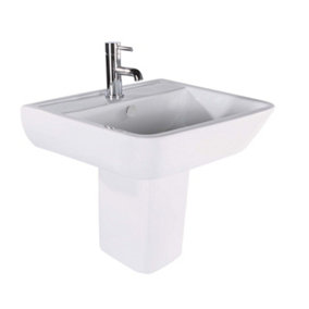 Astral Basin & Semi Pedestal Bathroom Sink with 1 Tap Hole