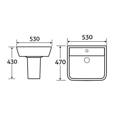 Astral Basin & Semi Pedestal Bathroom Sink with 1 Tap Hole