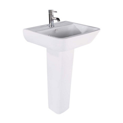 Astral Ceramic Basin & Full Height Pedestal Bathroom Sink with 1 Tap Hole