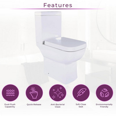 Astral Comfort Height Close Coupled Toilet with Soft Close Seat & Cistern - 6