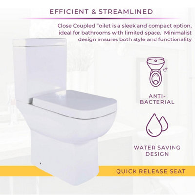Astral Comfort Height Close Coupled Toilet with Soft Close Seat & Cistern - 7