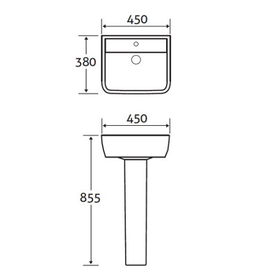 Astral White Ceramic Bathroom Cloakroom Basin & Full Pedestal with 1 Tap Hole