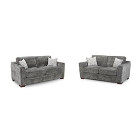Astrid 3 + 2 Seater Sofa Set In Grey