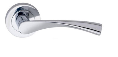 Astrid Design Key Lock Door Handle Set Thumbturn and Mortise Lock Polished Chrome