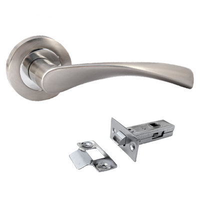 Astrid Door Handles Latch Pack Twist Lever on Rose - Satin Chrome 120mm ...