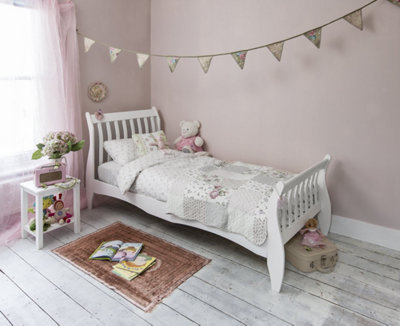 Astrid Single Bed Sleigh Frame in Classic White