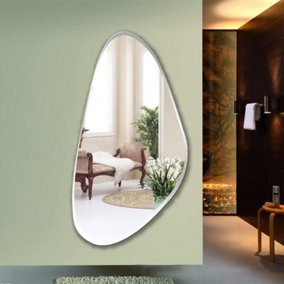 Asymmetric Irregular Shape Pebble Mirror Beveled Wall Mirror Tear Drop Bathroom Mirror MDF 840