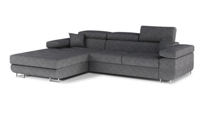 ATALDO Grey L Shape LEFT Corner Sofa Bed with Sleeping Function Storage ...