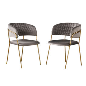 Atarah LUX Velvet Dining Chair Set of 2, Grey