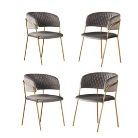 Atarah LUX Velvet Dining Chair Set of 4, Grey