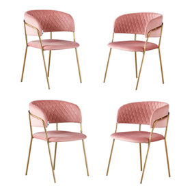 Atarah LUX Velvet Dining Chair Set of 4, Pink