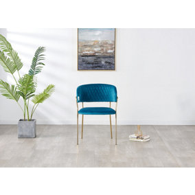 Atarah LUX Velvet Dining Chair single, Blue