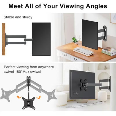 ATEK 10-26 Inch Full Motion TV Wall Bracket Tilt Swivel VESA 100x100mm