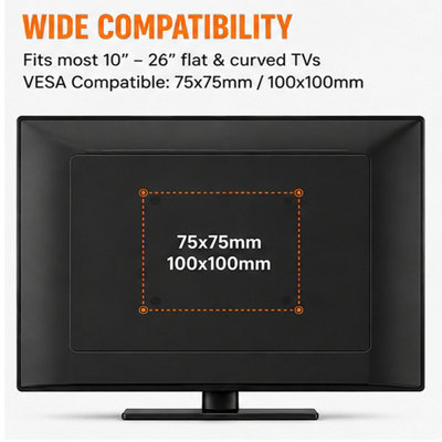 ATEK 10-26 Inch Full Motion TV Wall Bracket Tilt Swivel VESA 100x100mm