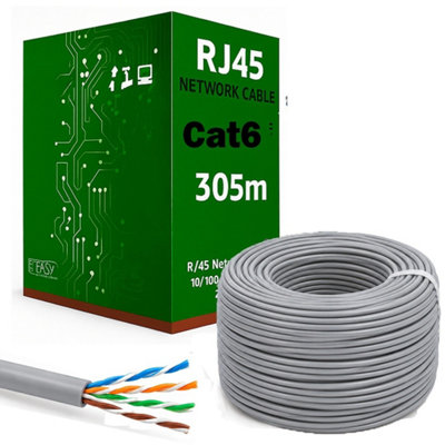 ATEK 305m CAT6 UTP Ethernet Network Cable Bulk Roll Grey LAN CCTV