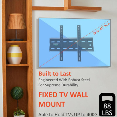 ATEK Fixed TV Wall Mount Bracket 15-42 Inch up to 40kg with Spirit Level