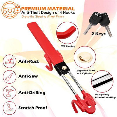 ATEK Heavy Duty Steering Wheel Lock Car Security Lock