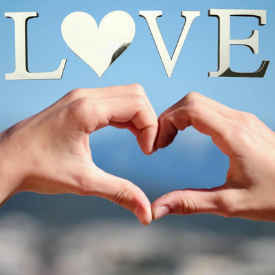 ATEK LOVE Mirror Wall Sticker Self-Adhesive Decorative Letter Tiles