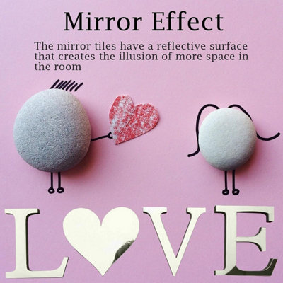 ATEK LOVE Mirror Wall Sticker Self-Adhesive Decorative Letter Tiles