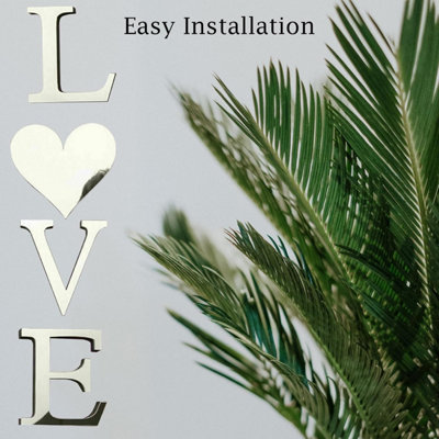 ATEK LOVE Mirror Wall Sticker Self-Adhesive Decorative Letter Tiles