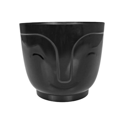 Atena Decorative Pot 165mm Black - Compact Round Cover Pot Without ...
