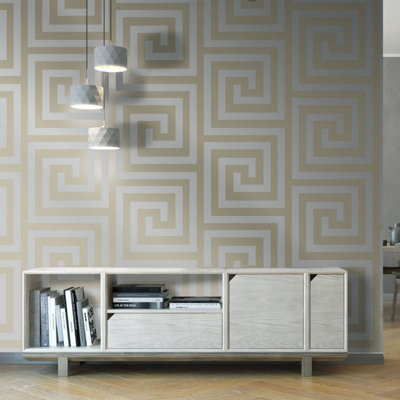 Athena Geometric Wallpaper Silver Debona 4013