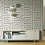 Athena Geometric Wallpaper White / Silver Debona 4011