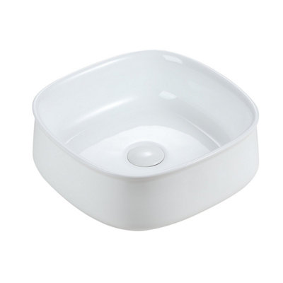 Athena Gloss White Ceramic Rounded Counter Top Basin (W)360x(D)360mm